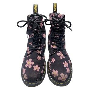 Dr Martens 1460 Page Meadow Black Canvas Floral Ankle Vegan Boots Size US 7 EU38
